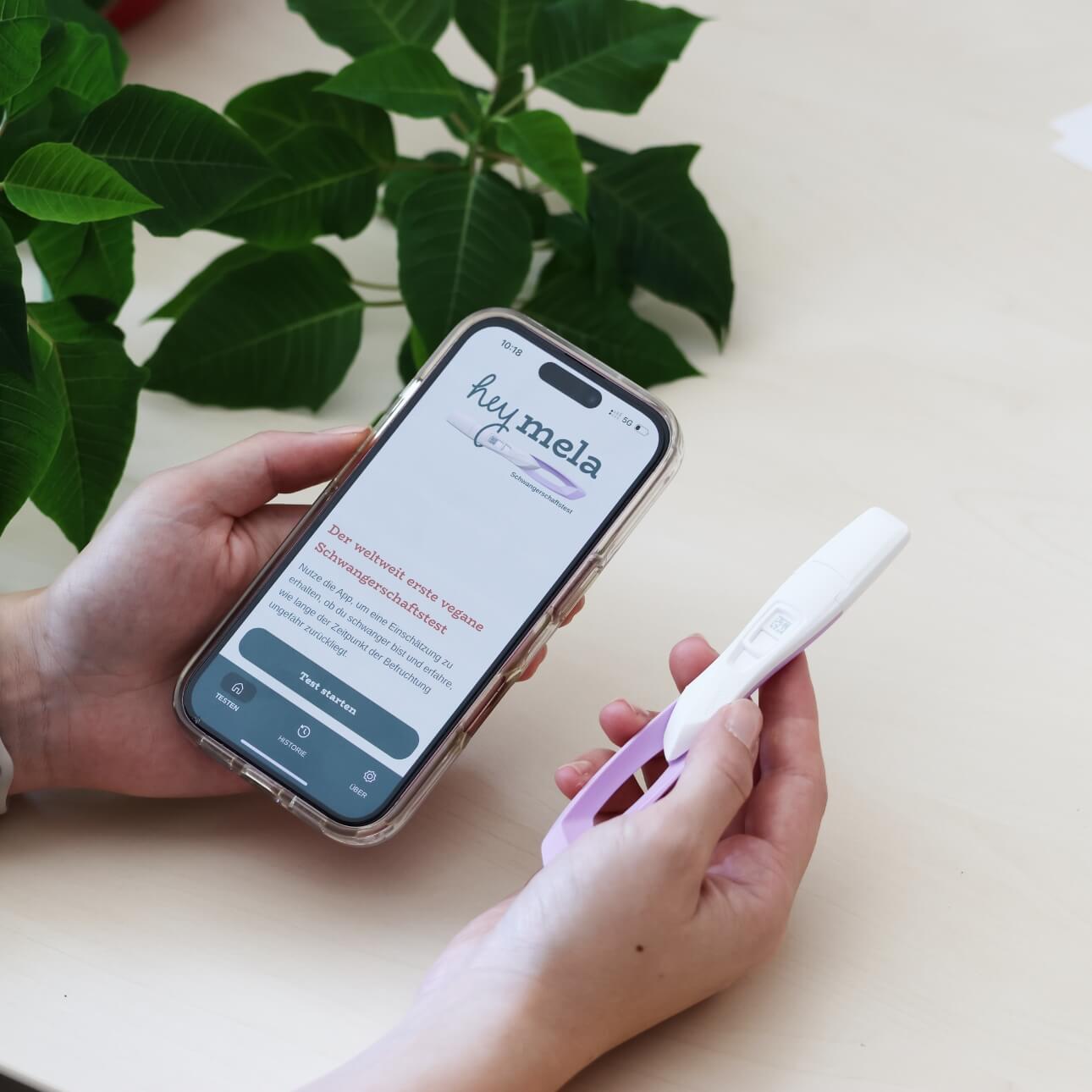 hey mela veganer Schwangerschaftstest in Nutzung